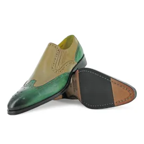 1350 - Mushroom And Green Slip On Brogue