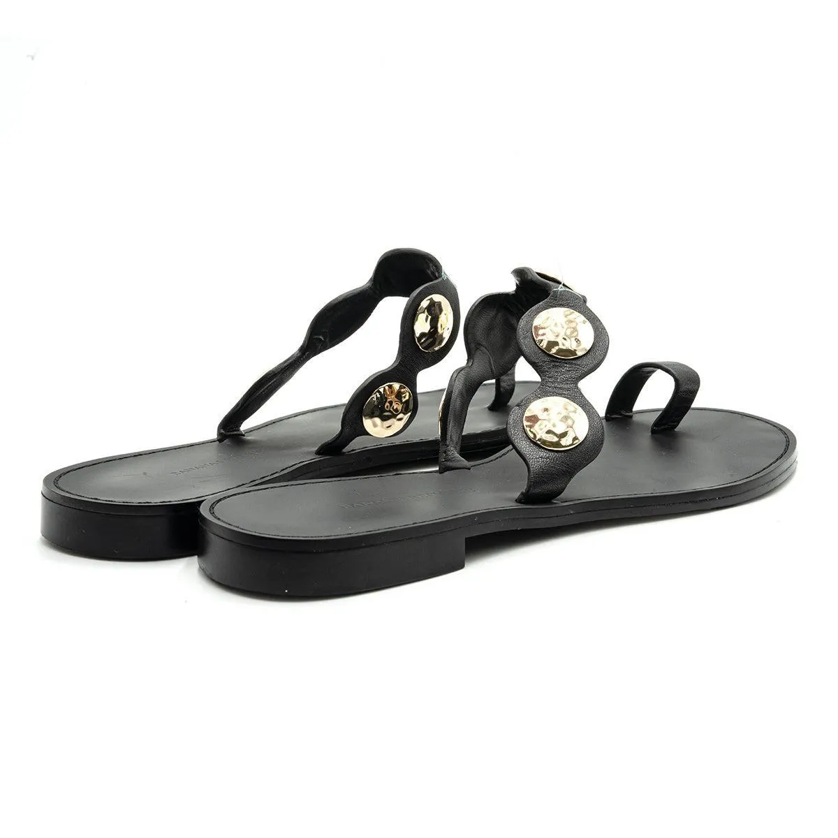 Banana Republic Flat Sandals Leather Black Colour For Women