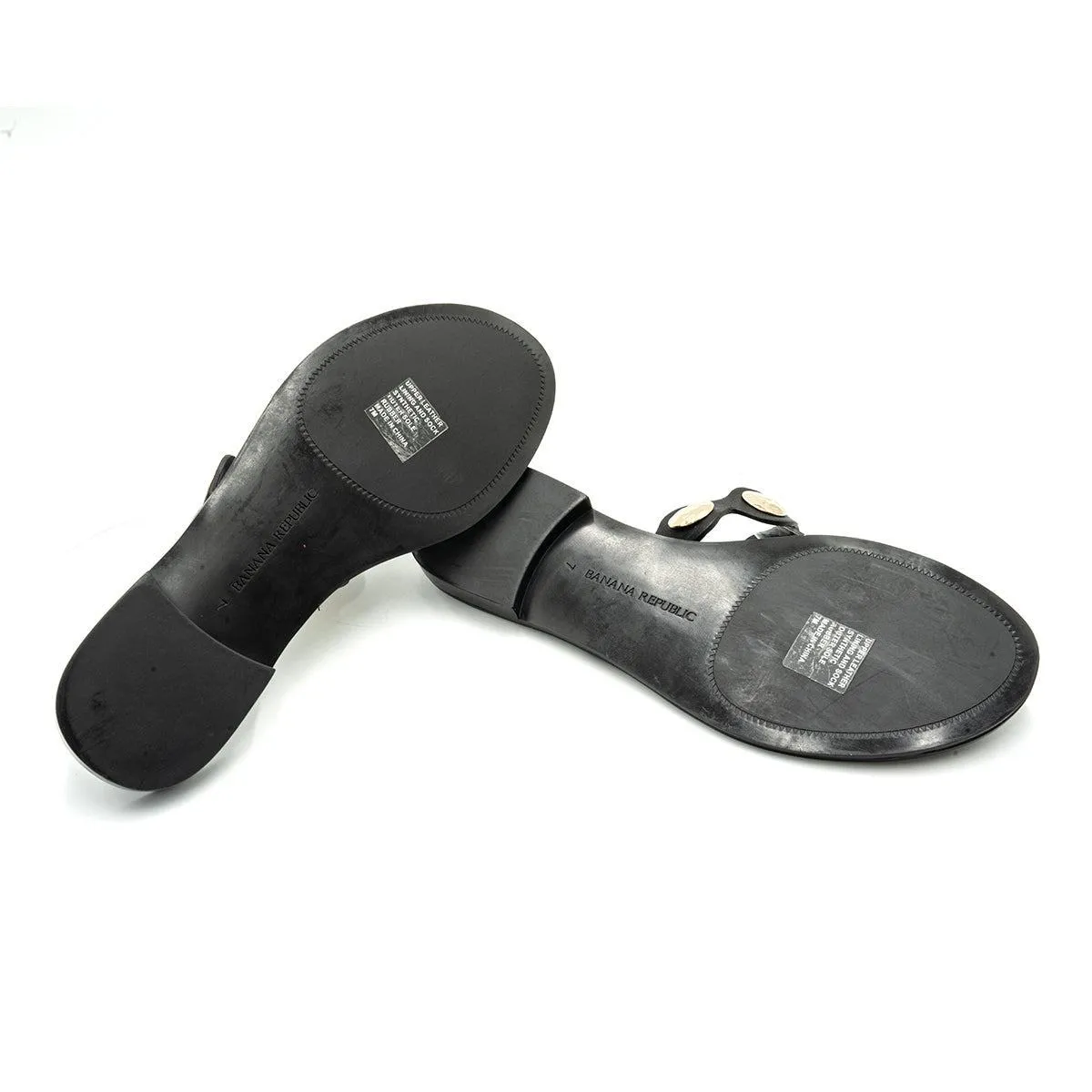 Banana Republic Flat Sandals Leather Black Colour For Women