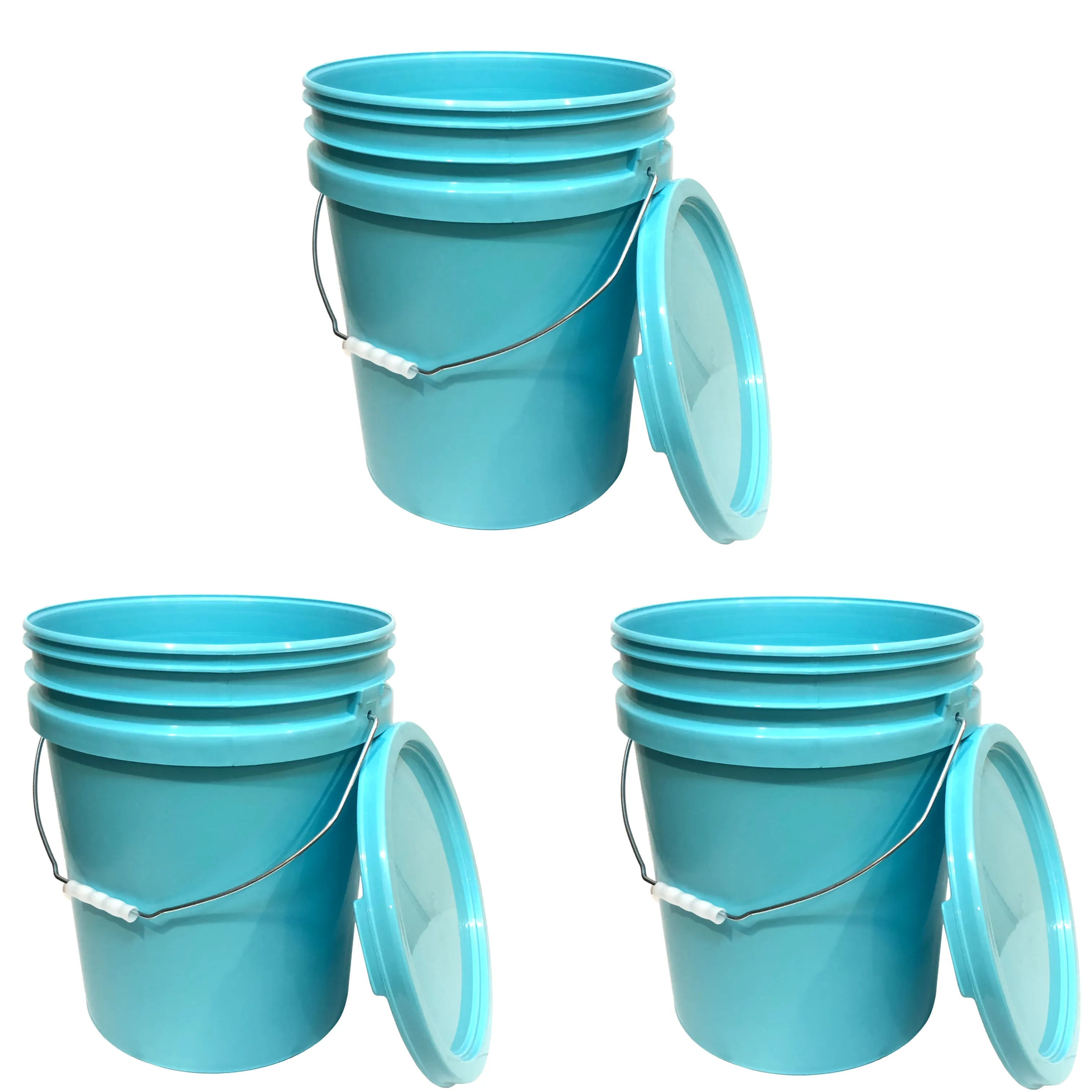 Bucket - 5 Gallon Bucket Metal handle with lid, Aqua Blue Color