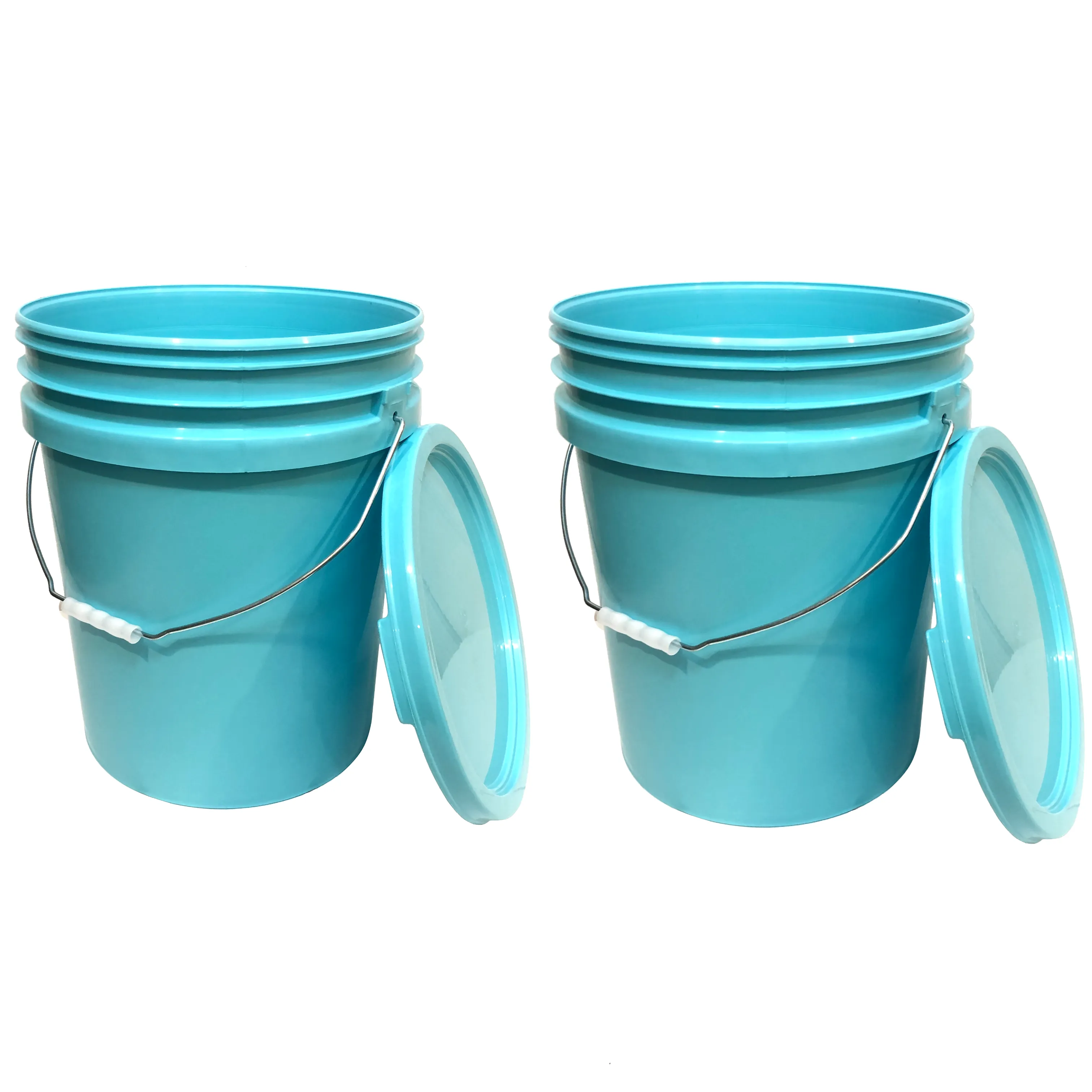 Bucket - 5 Gallon Bucket Metal handle with lid, Aqua Blue Color