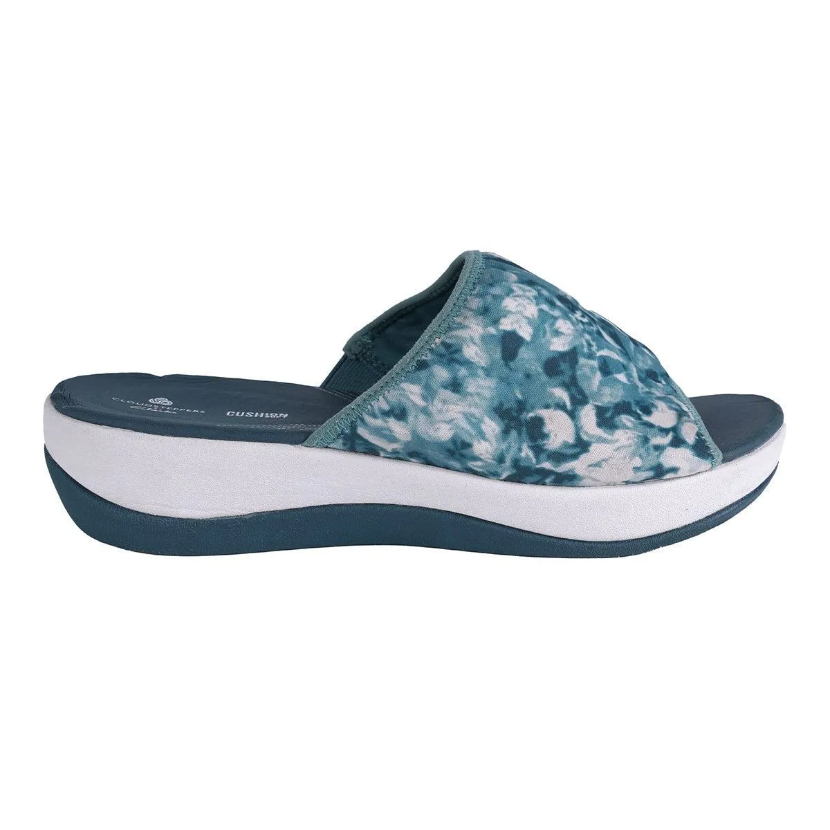 Clarks Cloudsteppers Arla Nora Flat Sandals Fabric Blue Colour For Women