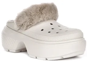 Crocs Stomp Lined Clog In Beige Fur