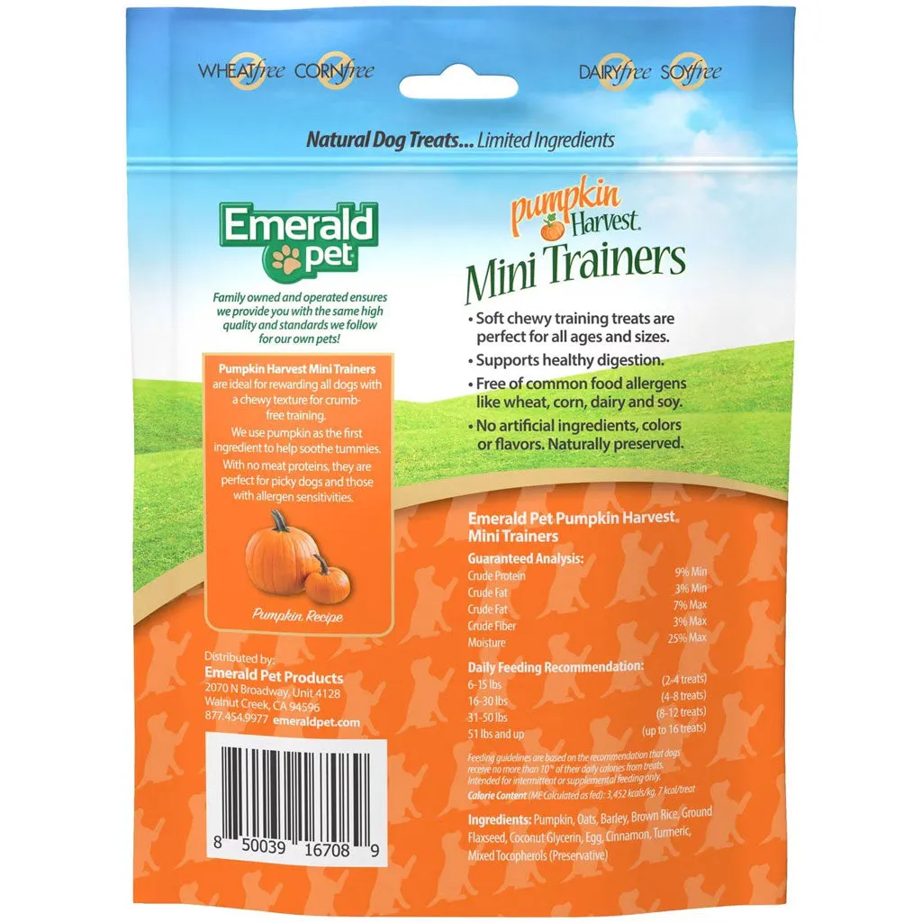 Emerald Pet Pumpkin Harvest Mini Trainers Pumpkin Recipe Dog Treats, 6-oz