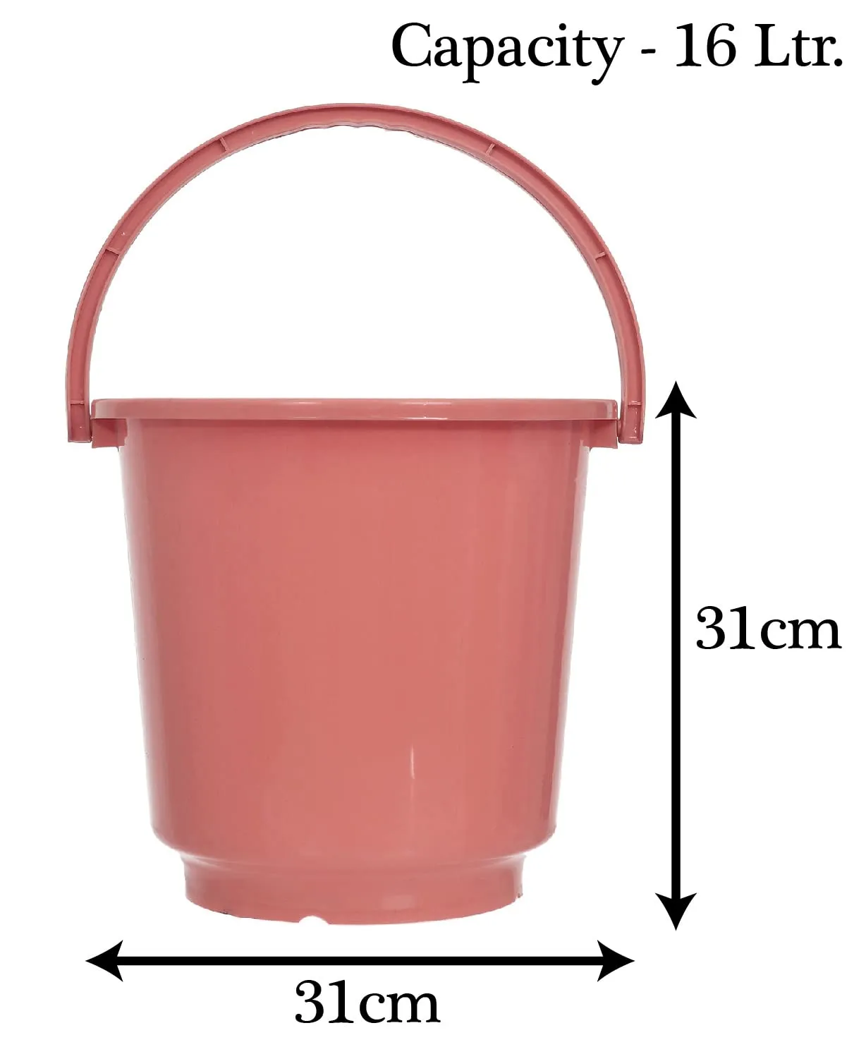 Heart Home Multipurposes Plastic Bucket for Bathing Home Cleaning & Storage Purpose with Lid, 16Ltr. (Pink)-47HH01169