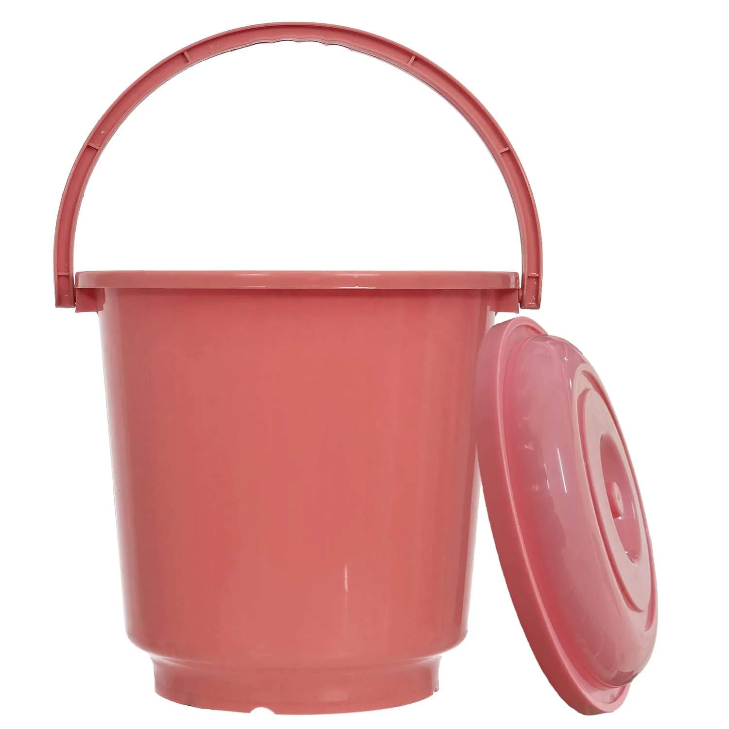 Heart Home Multipurposes Plastic Bucket for Bathing Home Cleaning & Storage Purpose with Lid, 16Ltr. (Pink)-47HH01169