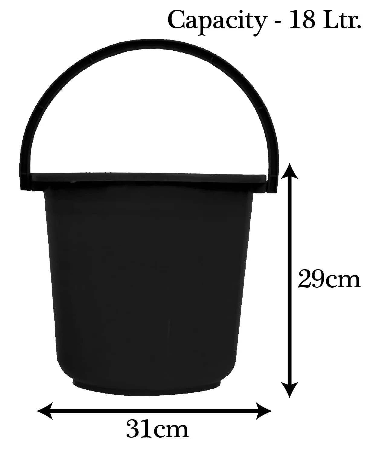 Heart Home Square Multipurposes Plastic Bucket For Bathing Home Cleaning & Storage Purpose, 16Ltr. (Black)-47HH01185