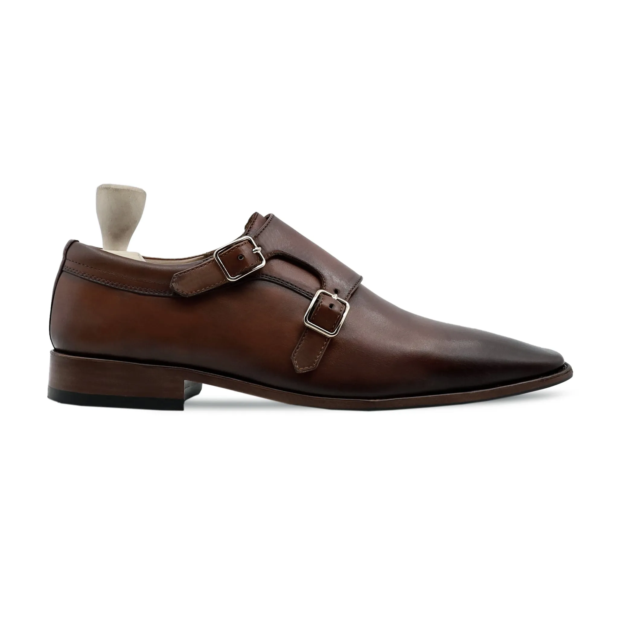 Jamkal - Men's Brown Calf Leather Double Monkstrap