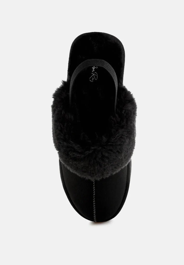 Kutchu Faux Fur Trim Platform Classic Slingback