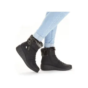 Rieker Y1361-00 Black Wedge Fur Tex Ankle Boots