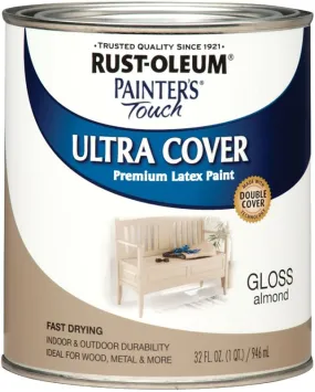 Rust-Oleum 1994502 Enamel Paint, Water, Gloss, Almond, 1 qt, Can, 120 sq-ft Coverage Area :QUART: QUANTITY: 1