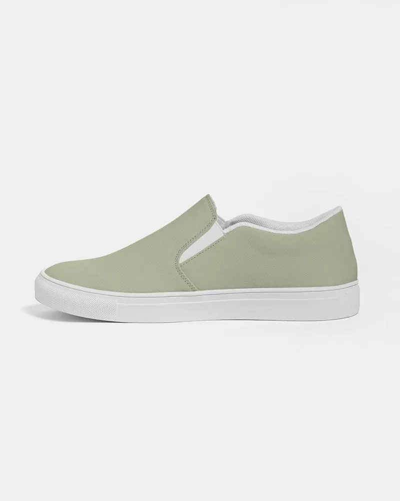 Shaded Pale Pastel Warm Green Gray Slip-On Canvas Sneakers | Women's | C8M0Y30K30