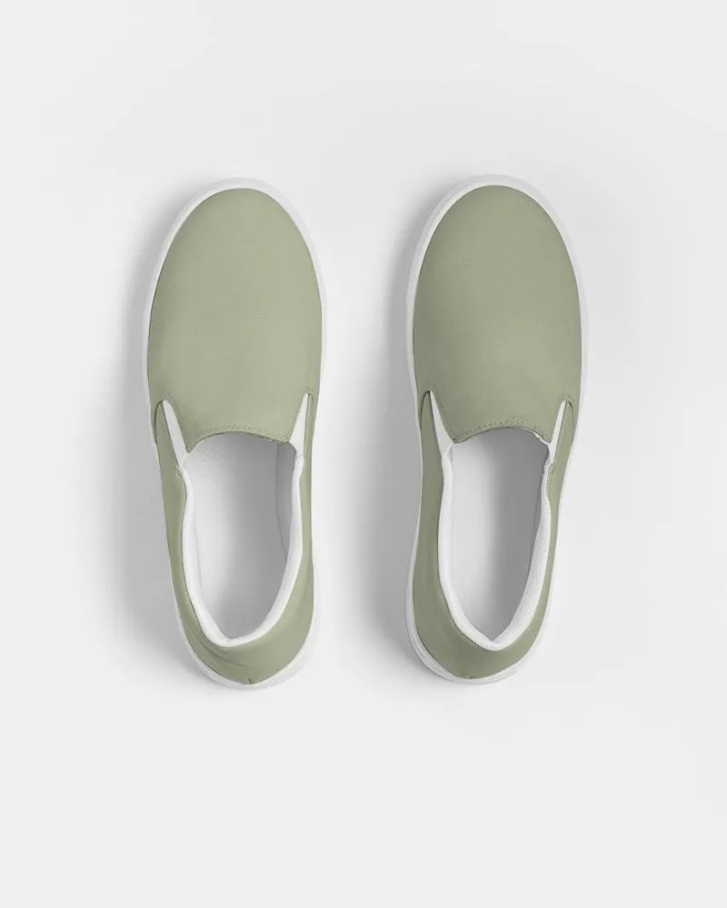 Shaded Pale Pastel Warm Green Gray Slip-On Canvas Sneakers | Women's | C8M0Y30K30