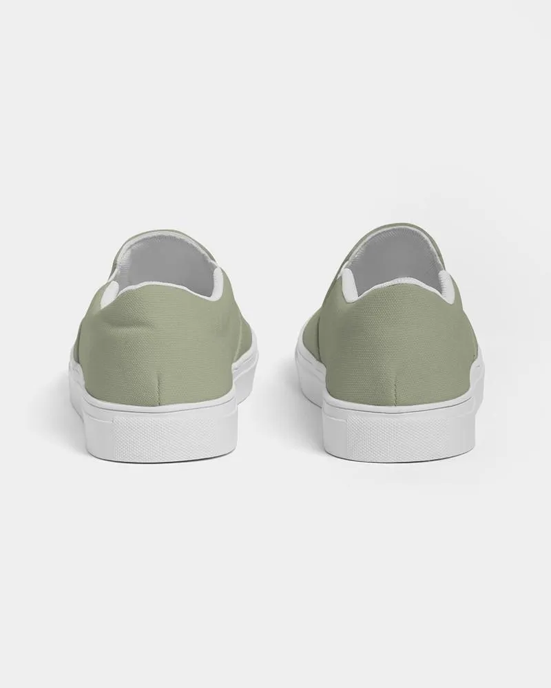 Shaded Pale Pastel Warm Green Gray Slip-On Canvas Sneakers | Women's | C8M0Y30K30