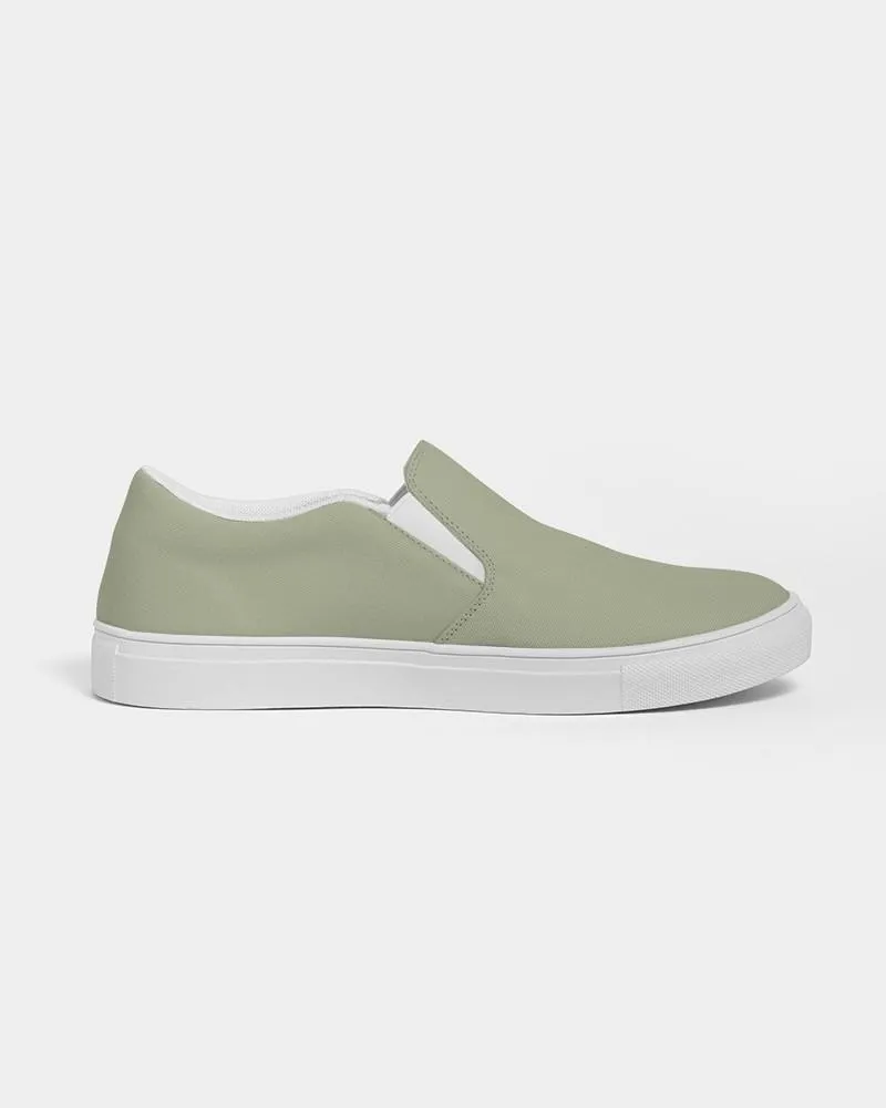 Shaded Pale Pastel Warm Green Gray Slip-On Canvas Sneakers | Women's | C8M0Y30K30