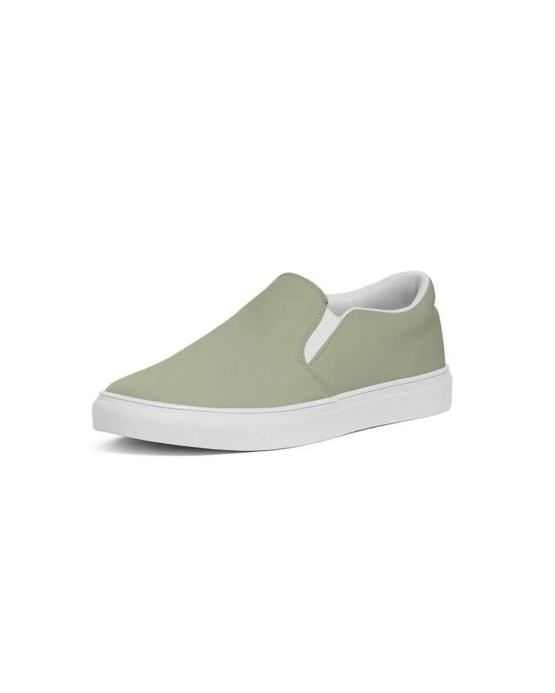 Shaded Pale Pastel Warm Green Gray Slip-On Canvas Sneakers | Women's | C8M0Y30K30