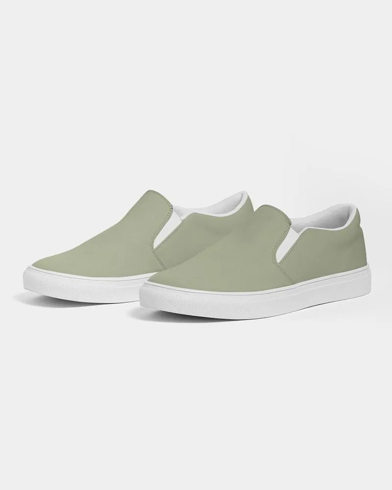 Shaded Pale Pastel Warm Green Gray Slip-On Canvas Sneakers | Women's | C8M0Y30K30