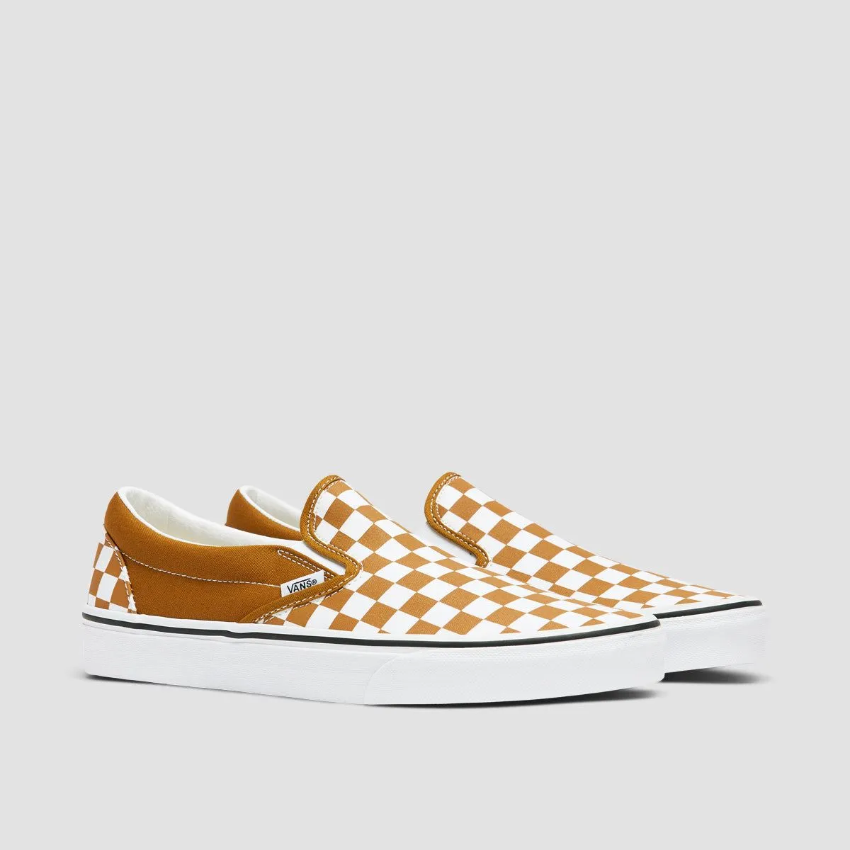 Vans Classic Slip-On Shoes - Checkerboard Golden Brown